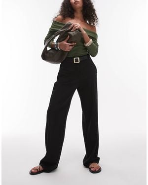 Mango Straight Leg Woven Trouser - Black