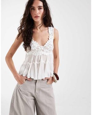 Free People Petal Party Ruffle Cami Top - White
