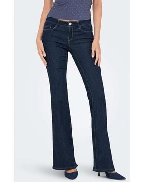 ONLY Jean rétro à coupe évasée en denim foncé - Bleu