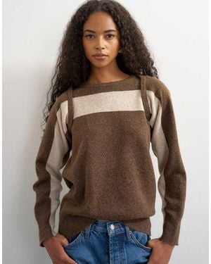 TOPSHOP Knit Stripe Scarf Top - Brown
