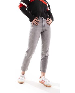 ONLY Emily High Waisted Straight Leg Jeans With Raw Hem - Grey