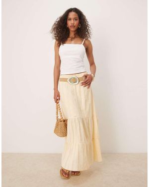 Glamorous Ruffle Midi Skirt - Natural