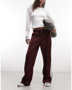 Noisy May Pantalones Burdeos Con Raya Blanca Lateral De Pernera Recta De Punto Liso De -Rojo