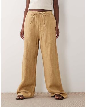 Polo Ralph Lauren Linen Wide Leg Trousers - Natural