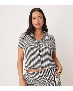 ASOS Asos Design Curve Shrunken Revere Collar Shirt Co-ord - Grey