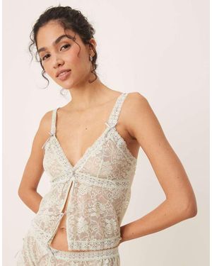 ASOS Top Verde De Tirantes Con Detalles De Cintas Harlow De - Neutro