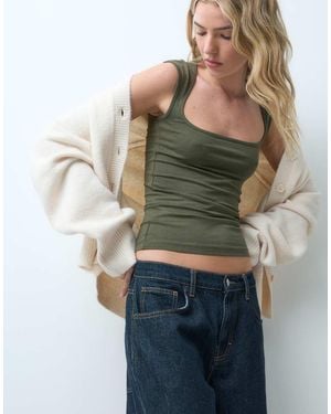 JJXX Top Con Scollo Quadrato Oliva - Verde