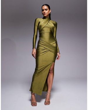 Ruched & Ready – looked twice – figurbetonter maxirock - Braun