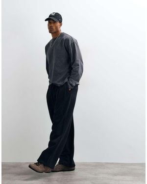 ASOS Joggers Barrel Con Pliegues Y Cordón Elástico En Lavado - Azul