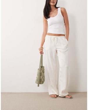 Gina Tricot Satijnen Broek Met Trekkoord - Naturel