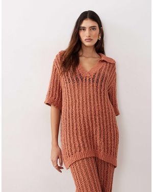 ARRANGE Crochet Colla Top - Red