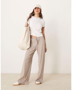 Abercrombie & Fitch Ribbed Wide Leg jogger - Natural