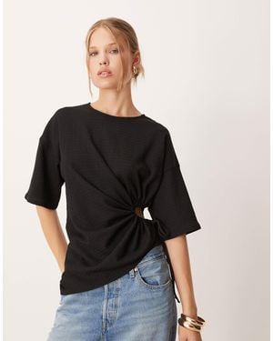 ASOS Textured T-shirt With Drawstring Waist Detail - Black