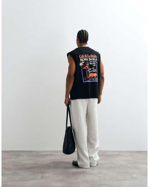 ASOS Oversized Tank With Cocktail Graphic - Black
