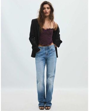 Stradivarius Aansluitende Cropped Top Met Bloemenprint - Blauw