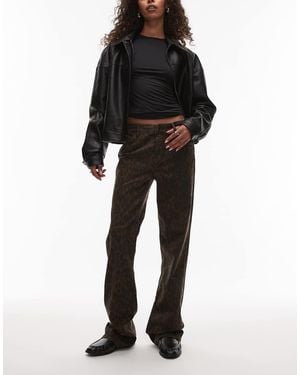 AllSaints Haldan Leopard Slim Bootcut Jeans - Black