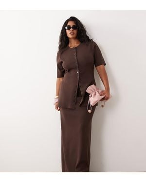 Pretty Lavish Curve Lilah Knit Maxi Skirt - Brown