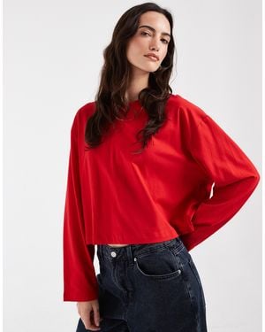 ASOS Langärmliges, kastiges cropped-t-shirt - Rot