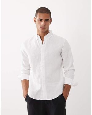 Abercrombie & Fitch 100% Linen Long Sleeve Shirt - White