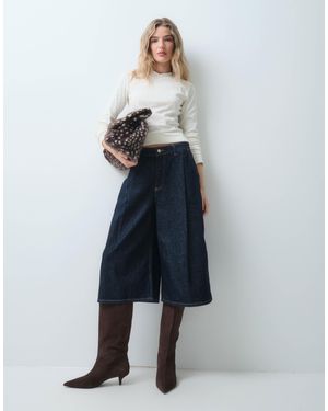 ASOS Horseshoe Denim Longer Length Jort - Blue