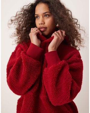 ASOS Oversized Borg Hoodie - Red
