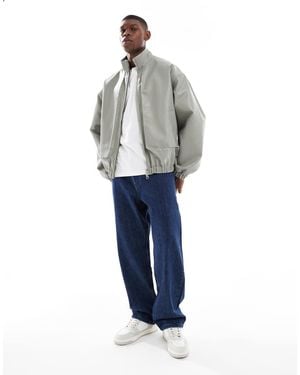 ASOS Faux Leather Track Jacket - Blue