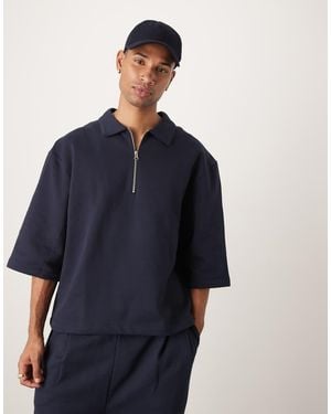 ASOS Premium Oversized Short Sleeve Heavyweight Sweatshirt - Blue