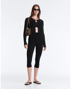 Oysho Sheer Long-Sleeved T-Shirt - Black