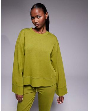 ASOS Top Extragrande Con Cuello Redondo De Tejido Entrelazado De (Parte De Un Conjunto)-Sin Color - Verde