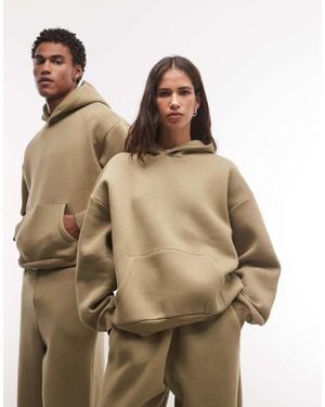 Reclaimed Vintage Unisex Heavyweight Boxy Hoodie Co-ord - Brown