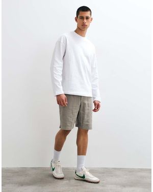 Only & Sons Linen Blend Textured Shorts Co-ord - White