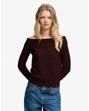 Superdry Bardot-strickpullover - Rot