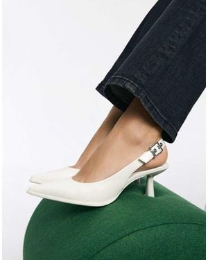 Bershka Slingback Kitten Heel Shoes - Green