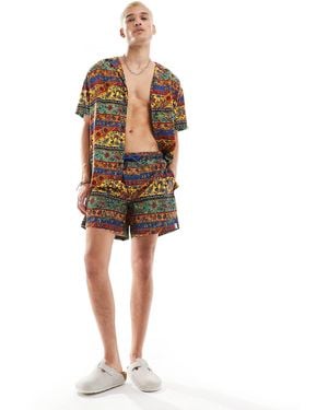 Hunky Trunks Paisley Swim Shorts Co Ord - Natural