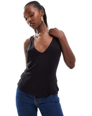 NA-KD Camiseta Negra De Tirantes Con Cuello En Forma De "U" De Tejido Transparente De X Laura Jane Stone - Azul