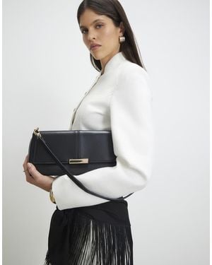 River Island Bar Flap Over Clutch Bag - White