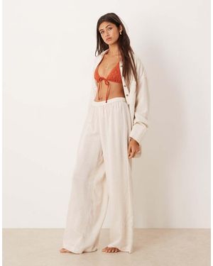 ASOS Ipanema Sheer Beach Trousers With Linen - Natural