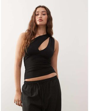 Weekday One Shoulder Top With Slash Detail - Black