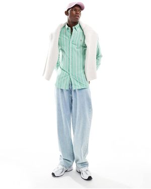 Polo Ralph Lauren Camicia Oxford A Righe E Rosa Con Logo - Verde