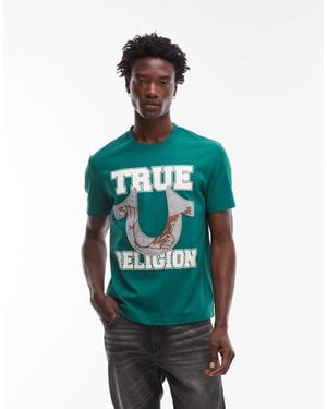 TRUE RELIGION Applique Logo Detail T-Shirt - Green