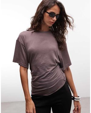 Weekday T-Shirt Leggermente Trasparente Color Prugna Polvere Stretta - Viola
