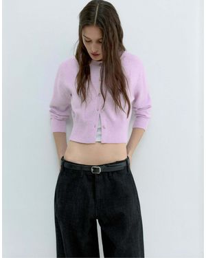 Pull&Bear – kurze strickjacke - Lila