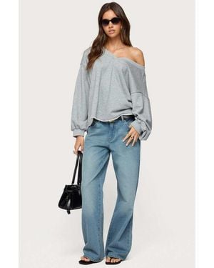 Edikted Raelynn Washed Low Rise Jeans - Blue