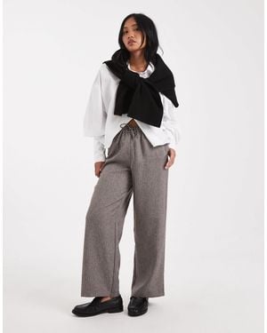 Only Petite Wide Leg Pinstripes Pants - Gray