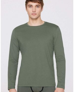 Tezenis 100% Cotton Long Sleeve Round Neck Top - Green