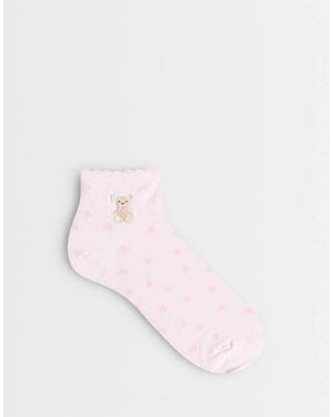 Boux Avenue Bear Print Ankle Socks - Pink