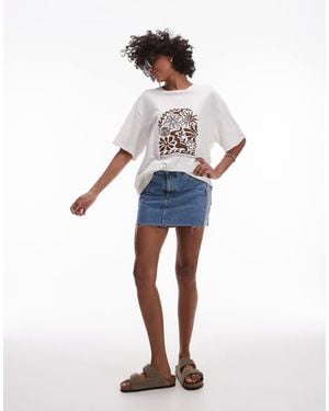 Rhythm Camiseta Blanca Extragrande Con Estampado "Bloom Studio" De - Azul