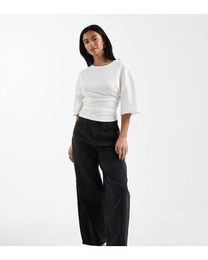 Vero Moda Kirsa High Waist Barrel Leg Jeans - White