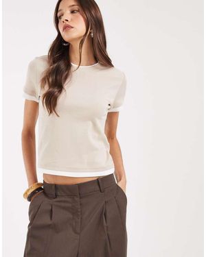Vero Moda Double Layer Binding Detail T-shirt - Brown