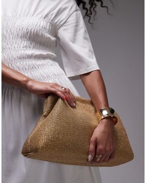 TOPSHOP Geela Oversized Weave Grab Clutch Bag - Gray